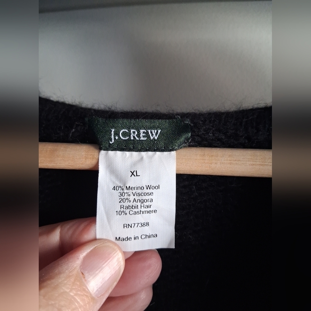 J.Crew Vintage Merino Wool Angora Cashmere Blend Hooded Sweater L - Picture 2 of 7